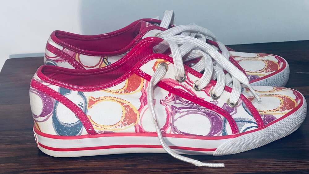 Coach Signature Print Canvas Sneakers Pink Multicolor Women Size 7.5 - Picture 4 of 11